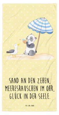Produktbild von Mr. & Mrs. Panda Handtuch Sommer Meer Glück - Gelb Pastell - Geschenk, Emotionen, Sommerferien, Lebensfreude, Küste, Duschtuch, Badehandtuch, Strandtuch, Urlaub Am, Natur