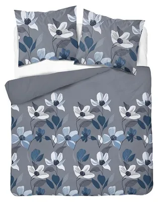 Obrázek produktu pro Běžné povlečení, flanelové povlečení, teplé, vhodné na zimu, rozměr 200x220 cm, barva šedá, s květinovým vzorem, Obrázek vytvořený pomocí AI