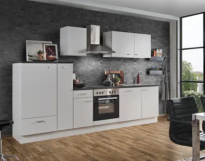 Produktbild von Komplettküche White Classic LIVERPOOL-87 inklusive E-Geräte, Geschirrspüler und Apothekerschrank 300cm