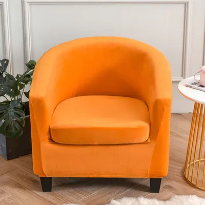 Produktbild von (Orange) Club Stuhl Schonbezug Sesselhusse High Stretch Samt Badewanne Stuhlhussen Sessel Sofabezug Schonbezug Möbelschutz Soft Couch Bezüge für Cafe Stuhl Loungesessel Cocktailsessel