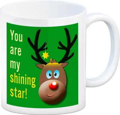 Produktbild von Weihnachten Kaffeebecher mit Rentier Motiv in Grün