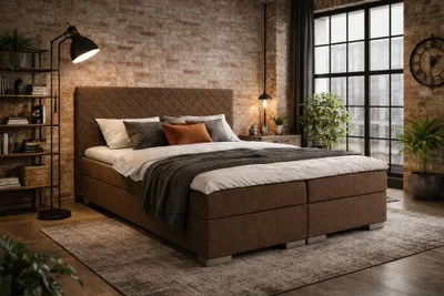 Obrázek produktu pro Manželská boxspringová postel 160x200 TIRBEN - hnědá