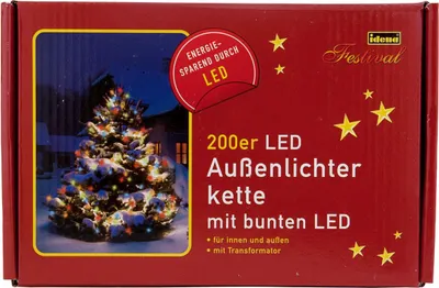 Produktbild von LED-Lichterkette mit 200 bunten LED's / für außen und innen