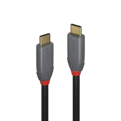 Image de Lindy 0.5m USB 3.2 Type C to C Cable, 20Gbps, 5A, PD, Anthra Line