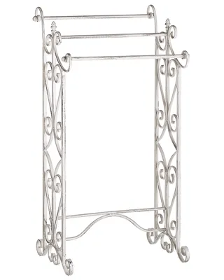 Produktbild von BELIANI Handtuchständer Weiß Metall mit 3 Stangen Antik Optik Vintage Retro Stil Bedezimmer Schlafzimmer Wohnzimmer Dekoration