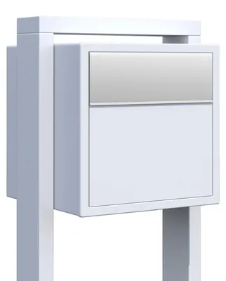Produktbild von Standbriefkasten Soprano in Weiß mit Edelstahlklappe