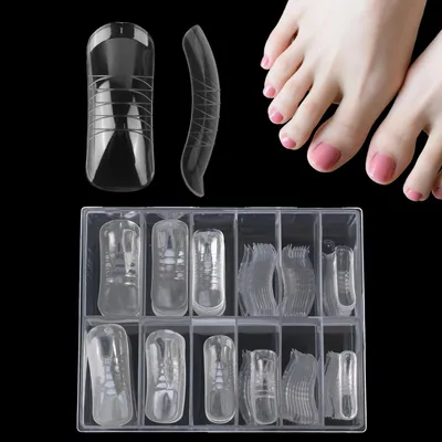 Produktbild von BOXOB 120 Stück Polygel Nagelschablonen Set, Doppelseitige Schablonen Wiederverwendbare Nagelverlängerungsformen für Polygel DIY-Heimpediküre und Salongebrauch