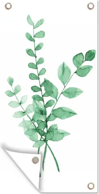 Produktbild von MuchoWow® 40x80 cm Outdoor-Poster Gartendeko Sichtschutz Garten Poster für den Garten  Aquarelle - Blätter - Pflanzen