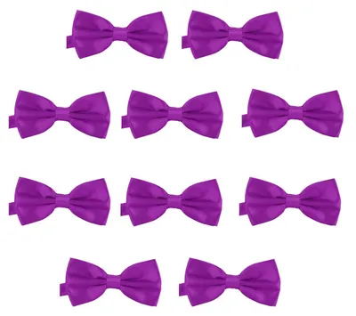 Produktbild von 10er Set DonDon Herren Fliege 12 x 6 cm gebunden und längenverstellbar lila