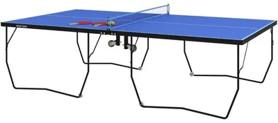 Immagine prodotto di Tavolo pieghevole per ping pong con rete e racchette | Colore: Blu | Dimensioni: 152,5 x 274 x 76 cm