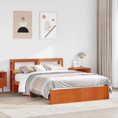 Immagine prodotto di Maison Exclusive - Letto matrimoniale in legno massello di pino, colore marrone cera, dimensioni 120 x 200 cm