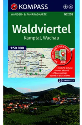 Obrázek produktu pro KOMPASS sada turistických map 203 Waldviertel, Kamptal, Wachau (2 mapy) 1:50 000