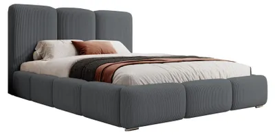 Produktbild von Selsey Bauro - Polsterbett 140x200 cm, mit Stauraum und Cordbezug, dunkelgrau