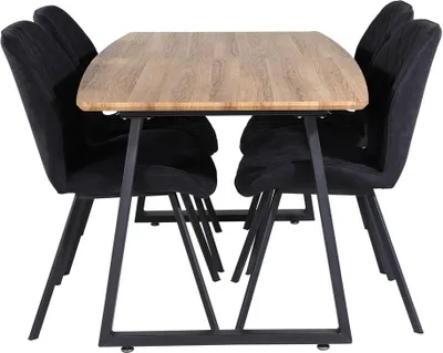 Image de IncaNABL ensemble table, table extensible longueur cm160 / 200 El boisReproduction et 4 Gemma chaises noir.