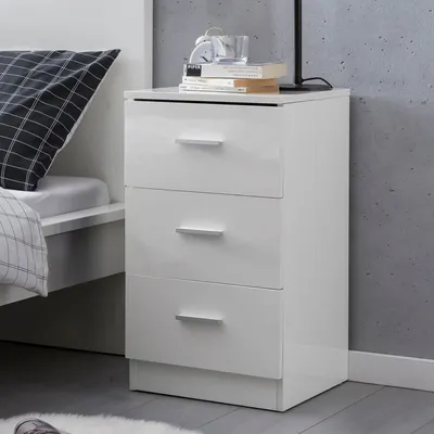 Produktbild von WOHNLING Nachttisch Weiß WL5.868 Holz Nachtkonsole Nachtkommode Boxspringbett