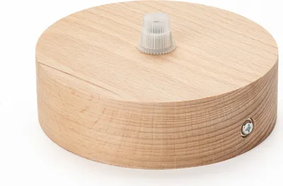 Image de Rosace Baldaquin de plafond Couverture pour lampes suspendues, baldaquin de lampe y compris nipple de serrage, Ø 100 mm, bois naturel