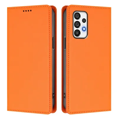 Obrázek produktu pro Kožené pouzdro pro Samsung Galaxy A73 5G, magnetické flipové pouzdro zPolyuretankůže se stojánkem Oranžová