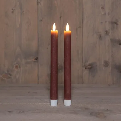 Productafbeelding van B.O. 2Pcs 3D Wick Antique Pink Taper Candle kaars 23 cm Rustic Wax Anna's Collection