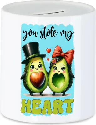 Produktbild von You Stole My Heart Spardose Avocado Liebe Humor Geschenkidee