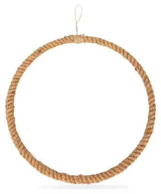 Metallring mit Jute umwickelt Ø 35 cm freigestellt auf weißem Hintergrund