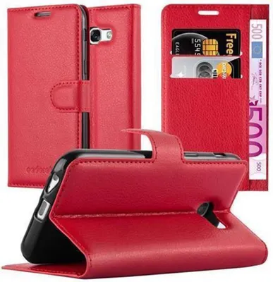 Zdjęcie produktu dla Etui ochronne Cadorabo do Samsung Galaxy A3 2017 w kolorze czerwonym etui na telefon komórkowy z magnetycznym zamknięciem