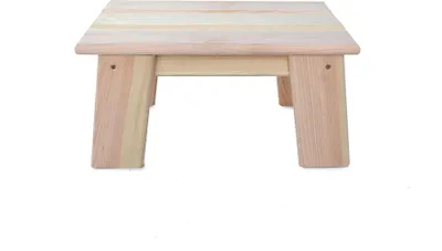 Produktbild von Hocker aus Holz in Kiefer-Optik, 18 cm hoch, 35 cm breit, 23 cm tief