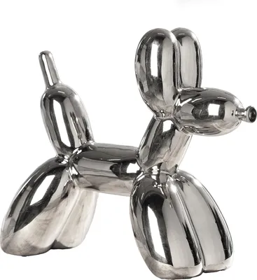 Immagine prodotto di Gilde Figur, Hund, "Ballonhund", Keramik, silberfarben, VE 3, L. 8 cm, B. 20 cm, H. 17 cm 58159