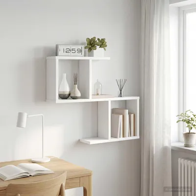 Obrázok produktu pre Maison Exclusive – Nástenná polička, biela, 60 x 12 x 50,5 cm, drevovláknitá doska