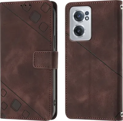 Image de Etui pour OnePlus Nord CE 2 5G Etui portefeuille en cuir gaufré avec fonction stand Marron