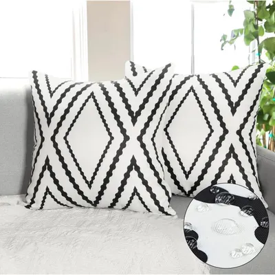Produktbild von Outdoor Kissenbezüge Wasserdicht 45x45 cm Weiß 2er Set Geometrisch