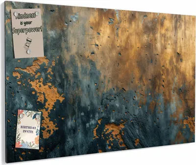 Produktbild von Magnettafel 90 x 60 cm „Rost über Schiefer“ – Magnetwand aus Metall, beschreibbar mit Whiteboard-Marker – Memoboard für Küche & Büro