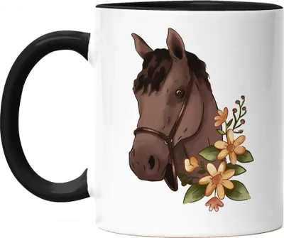 Produktbild von Pferd Tasse Schwarz Liebe Pferde Hobbie Freiheit Pony Pferdeflüsterer Pferdeliebhaber Reiten Blumen Reiterin