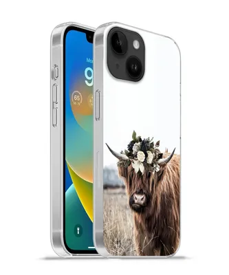 Produktbild von MuchoWow® Handyhülle Schutzhülle Hülle für Apple iPhone 14 - Softcase Schottischer Highlander - Blumen - Tiere Silikon Softcase Handy Hülle - Mobiltelefonhülle