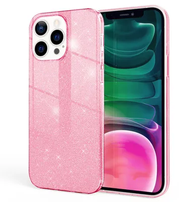 Image de NALIA Étui robuste à paillettes pour iPhone 13 Pro, Étui hybride brillant antichoc Étui en silicone renforcé Rose