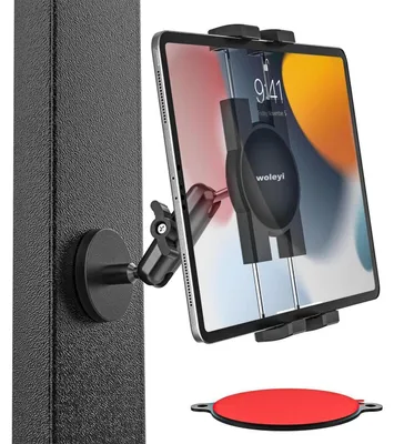 Immagine prodotto di Supporto magnetico per tablet, compatibile con dispositivi da 4 a 13 pollici, da montare a parete, ideale per frigoriferi, palestre, ecc., regolabile, in metallo