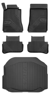 Productafbeelding van Rubberen automatten + kofferbakmat voor Mercedes-Benz Klasa C W203 2000-2007 (sedan) – 5-delig, zwart, op maat – Wielganizator
