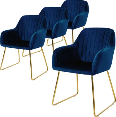 Obrázek produktu pro ML-Design sada 4 jídelních židlí s opěradlem, modrá, ze sametu
