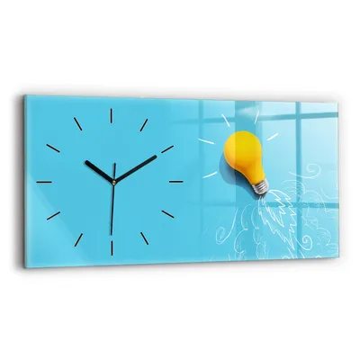 Produktbild von Wallfluent Wanduhr – Stilles Quarzuhrwerk - Uhr Dekoration Wohnzimmer Schlafzimmer Küche - Zifferblatt mit Strichen - schwarze Zeiger - 60x30 cm - Glühbirnenzeichnung