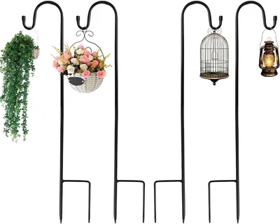 Immagine prodotto di Ganci per giardino - Ganci decorativi - Decorazioni per esterni - Altezza regolabile - 90 cm - Argento