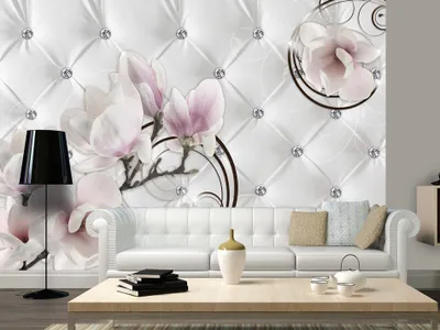Produktbild von Vlies Fototapete Leder-Optik 400x280 cm Tapeten Wandtapete XXL Steppmuster Blumen b-C-0025-a-b