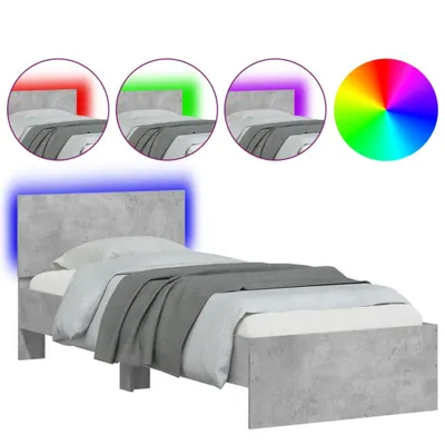Immagine prodotto di vidaXL Struttura letto con testiera e luci LED grigio cemento 75x190 cm