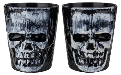 Produktbild von 2 Totenkopf Schnapsgläser als Halloween Tischdeko