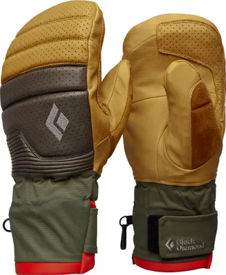 Skihandschuhe "Progression Mitts" von Black Diamond in braun und grün mit verstärktem Handgelenk.