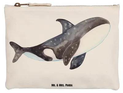 Produktbild von Mr. & Mrs. Panda Mäppchen Orca Grösse XL Große - Weiß - Geschenk, kosmetiktäschchen, Meer, Federmappe, beauty case, Arbeit, Waschtasche, Orcas, Pouch, Wal, Selbstliebe