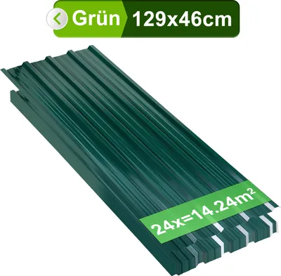 Produktbild von TolleTour Trapezblech Profilblech 129x46cm Profilblech Grün 12/24/36er Set Metallblech für Gerätehaus Carport - 24x = 14m²