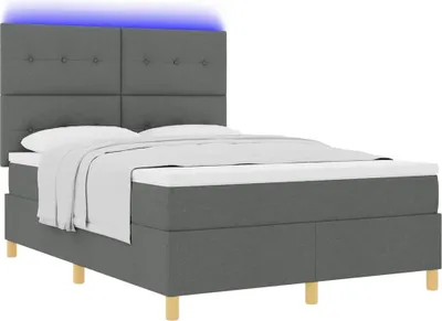 Zdjęcie produktu dla Łóżko z sprężyną LED Ciemnoszary 160 x 200 cm tkanina