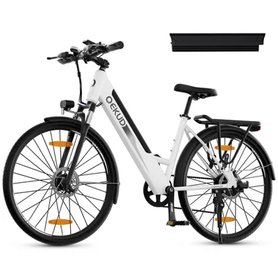Produktbild von Doppelbatterie Qekud F26 pro City E-Bike Trekking E-Bike MTB Citybikes 26-Zoll 250W Motor 21-Gang Weiss
