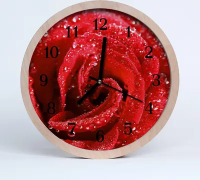 Produktbild von Holzuhr 30fi cm wanduhr - Rose Blumen
