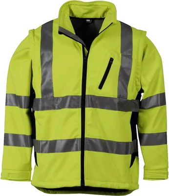 Produktbild von Softshell Warnschutzjacke nach EN 471 Neongelb Marine Größe L