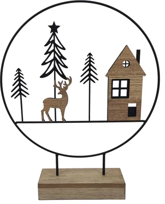 Produktbild von TrendLine Deko Aufsteller Holz Weihnachtsdorf 61 x 6 x 38 cm braun